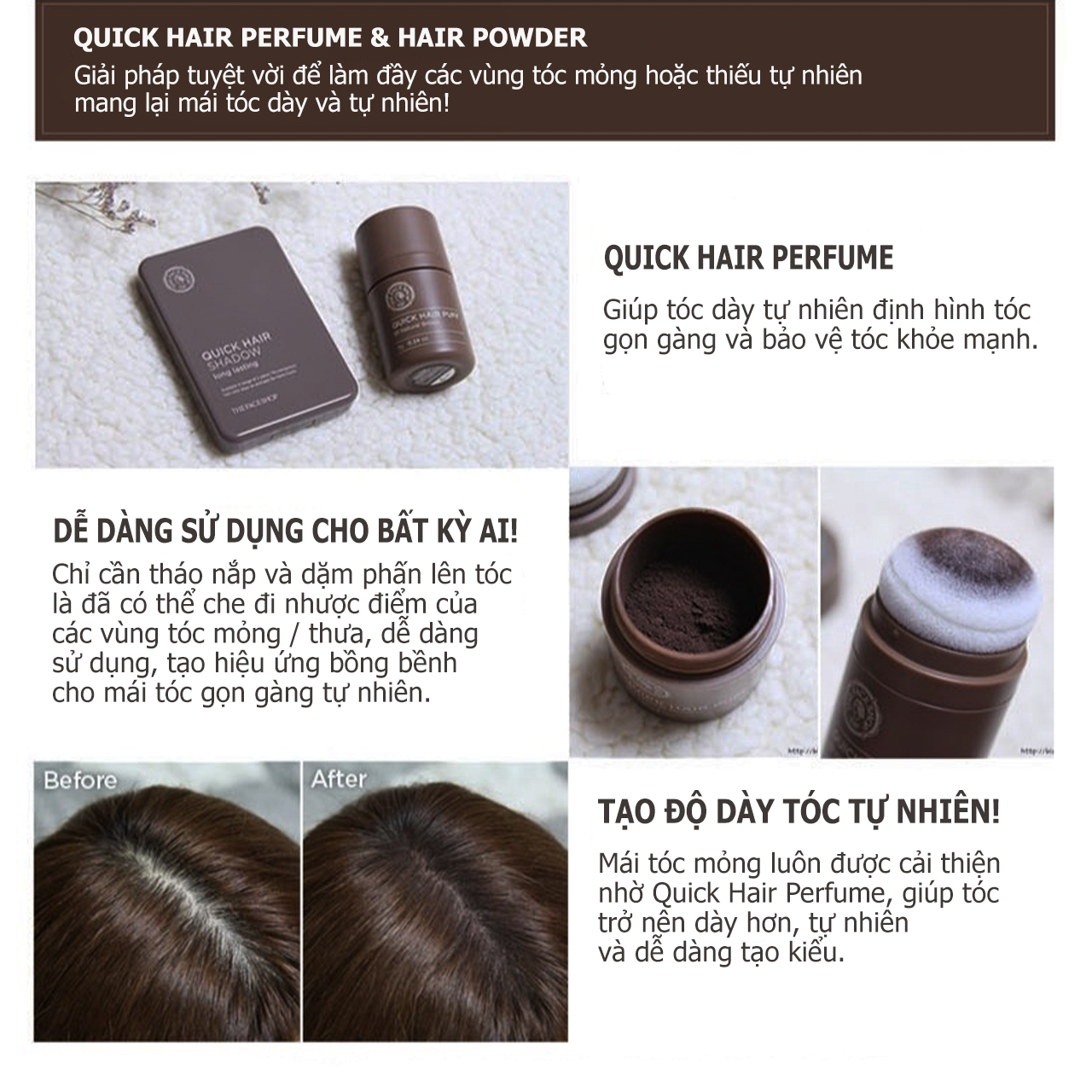 Phấn che khuyết điểm tóc The Face Shop QUICK HAIR PUFF 7g - Ảnh 2