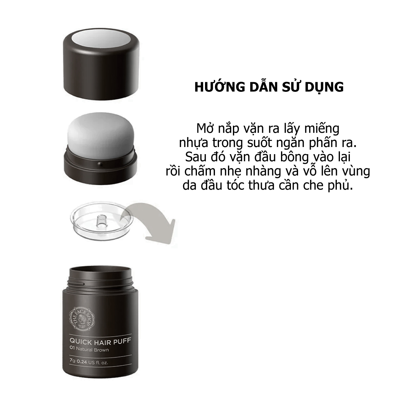Phấn che khuyết điểm tóc The Face Shop QUICK HAIR PUFF 7g - Ảnh 3