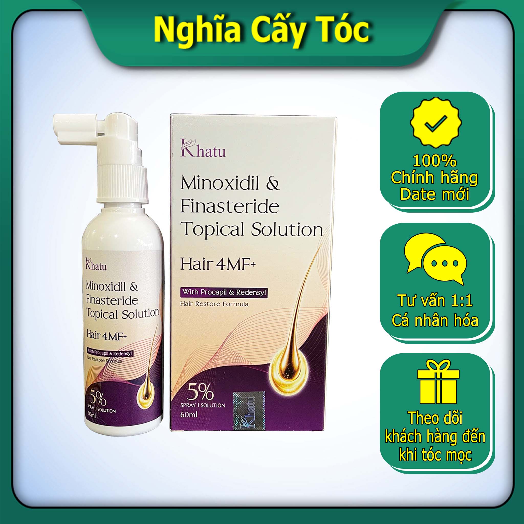 Dung Dịch Khatu Hair 4MF+ – Có cồn, mùi hương nhẹ
